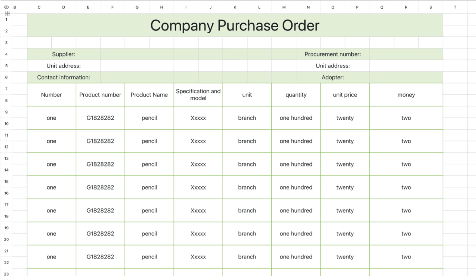 Company purchase order 1 1
